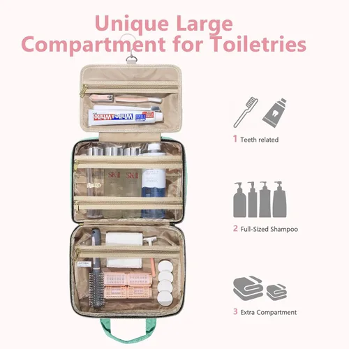 Miniatura 3 de Neceser de viaje desmontable para mujer – Neceser grande para mujeres que viajan – Bolsa de maquillaje colgante para cosméticos, organizador
