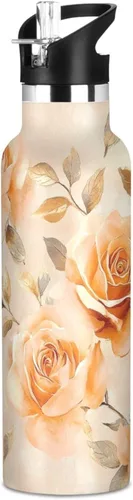 Miniatura 17 de Insulated Water Bottle with Straw Colorful Flowers Double Wall Vacuum Insulated Lightweight for Sport Gym Outdoor Travel School