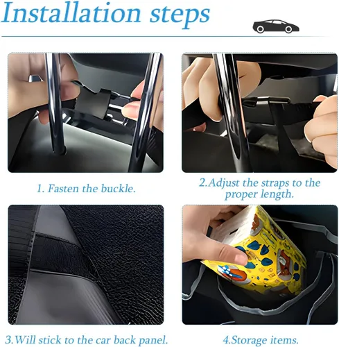 Miniatura 5 de AUCELI Organizador de Maletero para Auto, Organizador Colgante Grande para Asiento Trasero con Correas Ajustables, Bolsa de Carga Plegable