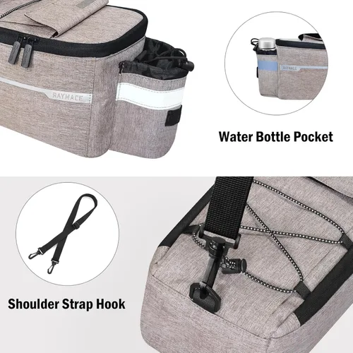 Miniatura 3 de RAYMACE Bolsa Enfriadora para Maletero de Bicicleta con Luz Trasera, Bolsa para Portaequipajes Trasero de Bicicleta con Almacenamiento Aislado 8L