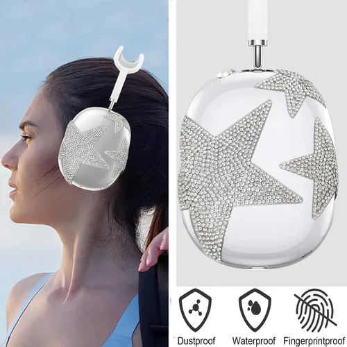 Miniatura 49 de MORWLAT Funda para AirPods Max con Diamantes de Imitación Brillantes Estrellas, Fundas Suaves Bonitas Transparentes y Brillantes para Mujeres