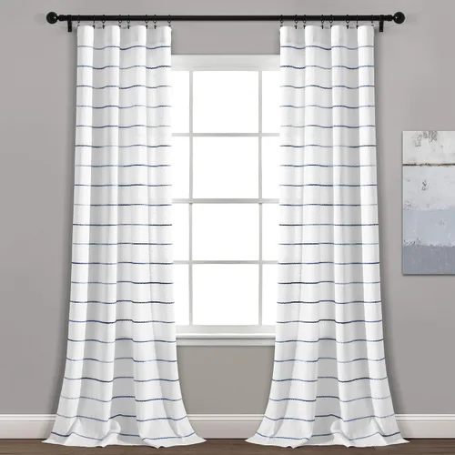 Miniatura 12 de Lush Decor Paneles de Cortinas de Ventana de Algodón Teñido con Hilo de Rayas Ombré, Par, 40" An x 95" L, Amarillo y Gris - Cortinas - Cortinas