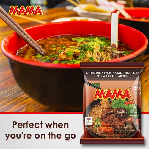 Miniatura 6 de MAMA Noodles Beef Stew Instant Spicy Fideos con deliciosos sabores tailandeses, fideos picantes y picantes, sin grasas trans con menos calorías que