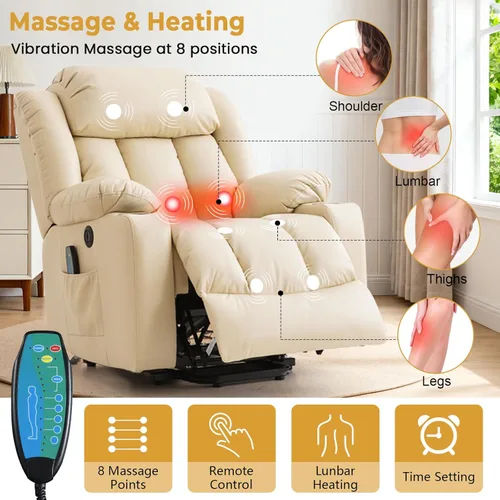 Miniatura 4 de PARKOL Silla reclinable eléctrica para ancianos y personas mayores, sillón reclinable eléctrico de cuero transpirable con masaje por vibración