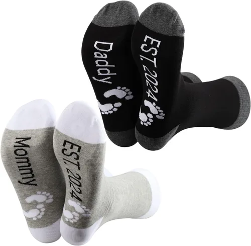 MBMSO Regalos para nuevos padres, calcetines para mamá y papá, regalos de revelación de embarazo para padres por primera vez