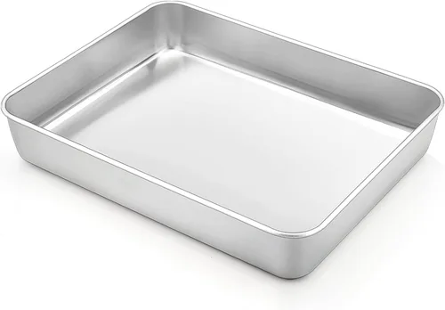 Miniatura 12 de TeamFar Sartén para lasaña, 9.4 x 7 x 2 pulgadas de acero inoxidable para hornear horneado profundo para horno tostador, sartén rectangular de Negro