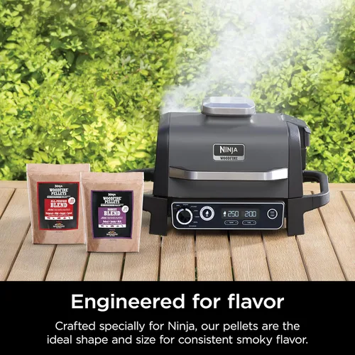 Miniatura 6 de Ninja OG751 Woodfire Pro - Parrilla para exteriores con termómetro integrado, parrilla principal 7 en 1, ahumador de barbacoa y freidora de aire al