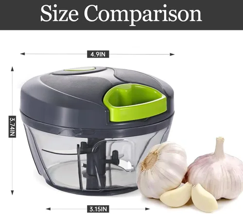 Miniatura 5 de Picador manual de alimentos, cortador de verduras, picador con cordón para cebollas, frutas y nueces, duradero, material seguro para alimentos sin