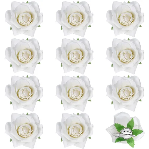Miniatura 12 de Paquete de 12 pinzas para el pelo de rosas de 2.8 pulgadas, broches florales, horquillas mexicanas, suministros de fiesta para mujeres, accesorios