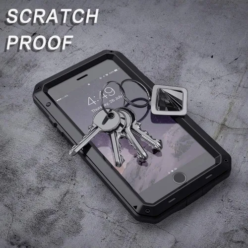 Miniatura 7 de Lanhiem Funda para iPhone 7 Plus/8 Plus, resistente a los golpes, [Tough Armour], funda de metal con protector de pantalla integrado, funda Negro