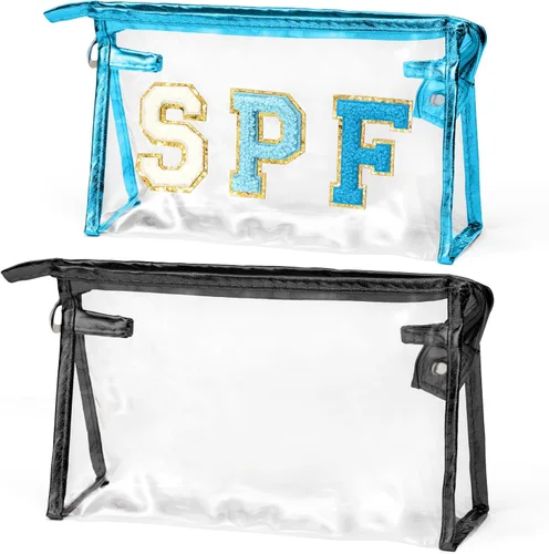 Miniatura 6 de Preppy Patch - Bolsa de cosméticos transparente para verano, bolsa de aseo universitaria, bolsa de maquillaje, bolsa de viaje, playa, para mujeres