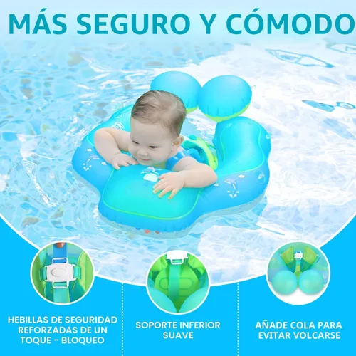 Miniatura 7 de LAYCOL - Flotador de natación para bebé con toldo solar FPU 50+ para piscina, no se voltea, para bebés de 3 a 36 meses Azul