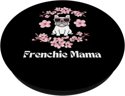Miniatura 2 de Bulldog francés mamá piel mamá mamá rosa flores Sakura PopSockets intercambiables PopGrip