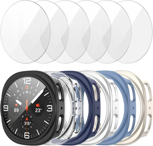 Miniatura 16 de JZK Juego de 6+6 fundas para Samsung Galaxy Watch 6 de 40 mm, protector de pantalla de PC duro impermeable + parachoques delgado de vidrio templado