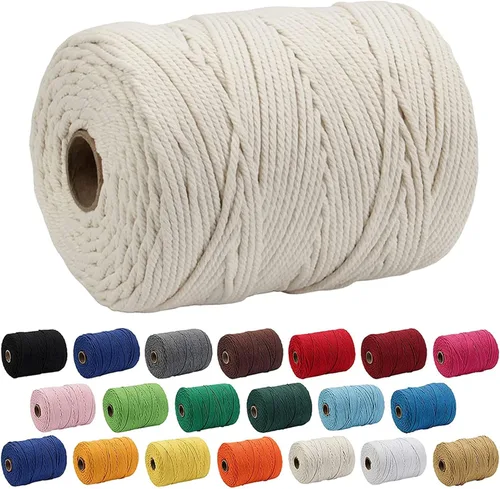 Miniatura 66 de Cuerda de algodón para macramé, de 0.11 pulgadas x 109 yardas, cuerda de macramé natural marrón, suministros perfectos de algodón para hacer