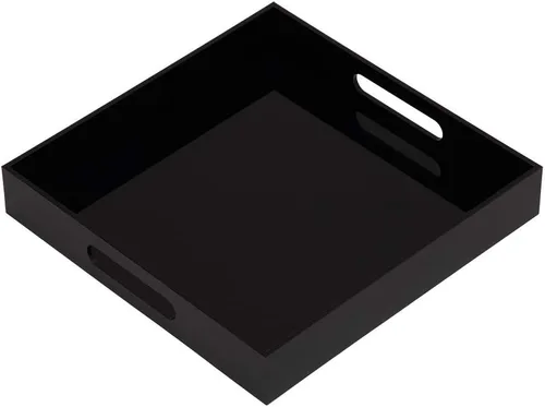 Miniatura 19 de KEVLANG - Bandeja de servir transparente y resistente de acrílico con asas - 12x16 pulgadas - Para servir café, aperitivos, desayuno, mayordomo