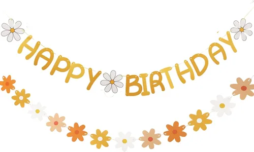 Miniatura 13 de Cartel de feliz cumpleaños con diseño de margarita para niños y adultos, decoración de fiesta de cumpleaños (azul + blanco)