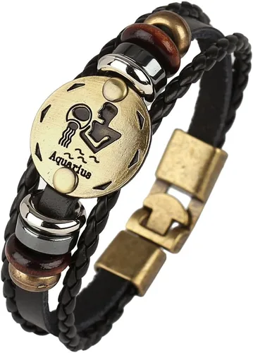 Miniatura 45 de Hamoery Pulsera de cuero de aleación punk para Constellation trenzada pulsera pulsera brazalete