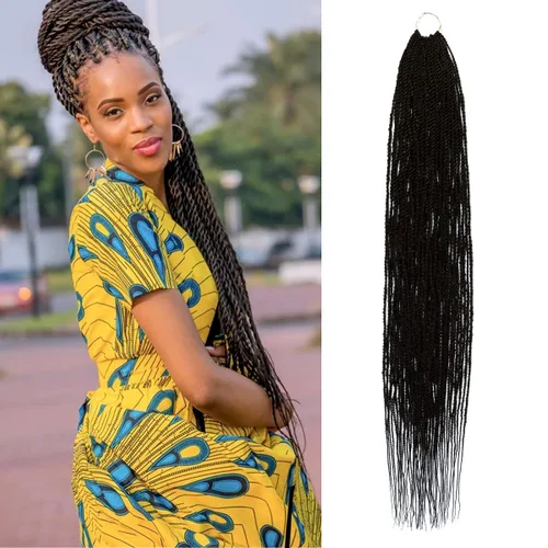 Miniatura 22 de AU-THEN-TIC Cabello senegalés con trenzas de ganchillo de 22 pulgadas, 6 paquetes de 40 mechones por paquete, extensiones de cabello de ganchillo