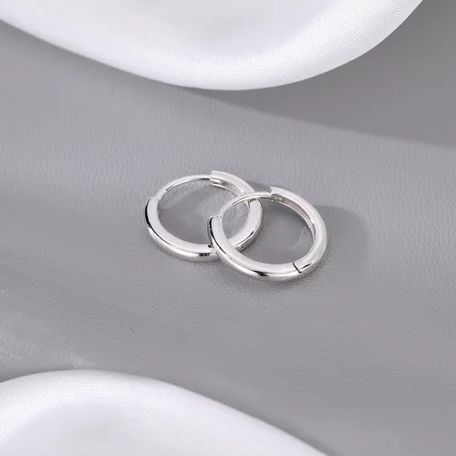 Miniatura 4 de Reffeer Aretes de aro redondos pequeños de plata de ley 925 para mujeres, adolescentes, aretes de aro minimalistas