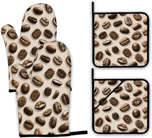 Miniatura 23 de Guantes de horno y soportes para ollas, The Kitchen is My Happy Place, resistentes al calor, guantes y soporte para ollas para decoración del hogar