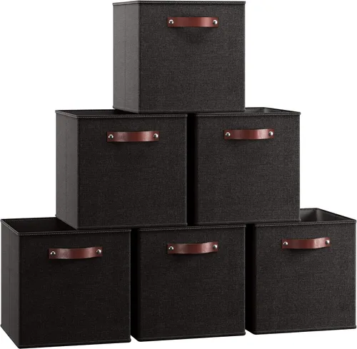 Miniatura 8 de Ornavo Home Cubos de Almacenamiento de 11 x 11 Pulgadas, Contenedores de Almacenamiento de Tela Plegables y Colapsables, Caja Organizadora de Cubo