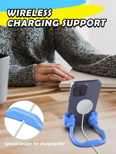 Miniatura 6 de Relleno de calcetines para adolescentes, niños y niñas, soporte para teléfono celular: soporte de pulgar perezoso ajustable con pulgares hacia Azul