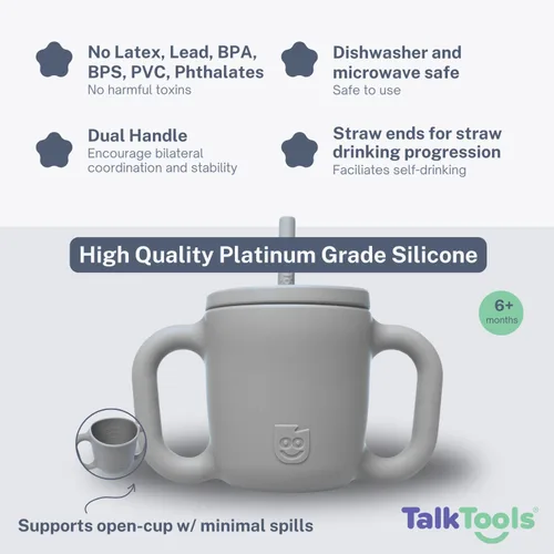 Miniatura 2 de TalkTools ITSY - Taza de entrenamiento de silicona para bebé, mini taza con popote para bebé, antifugas, a prueba de derrames y sin BPA, con Nube