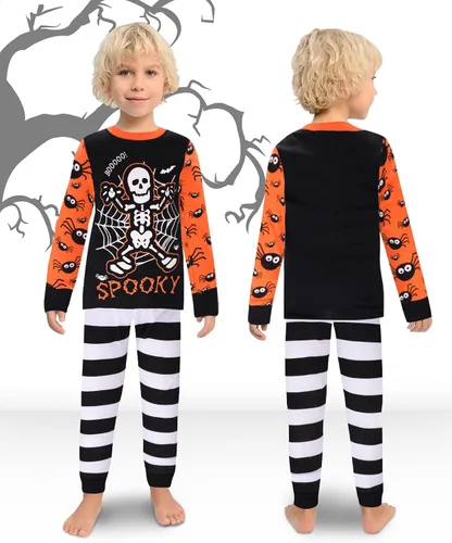 Miniatura 6 de KOBERO Pijamas de Halloween 100% algodón para niños y niñas de 18 meses-12 años