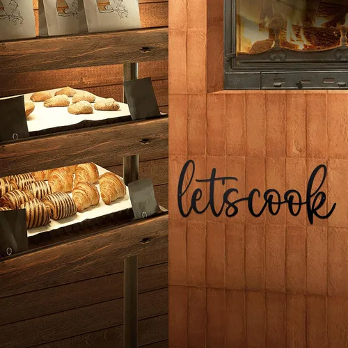Miniatura 7 de AWISBI Metal Let's Cook Sign, Rustic Cutout Eat Signs, Farmhouse Wall Sign, Kitchen Wall Decor for Kitchen Dining Room Living Room Home Cafe Bar