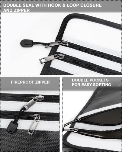 Miniatura 4 de Dreamix Bolsa de documentos ignífuga e impermeable, almacenamiento seguro, objetos de valor, joyería en efectivo, documentos legales, archivo