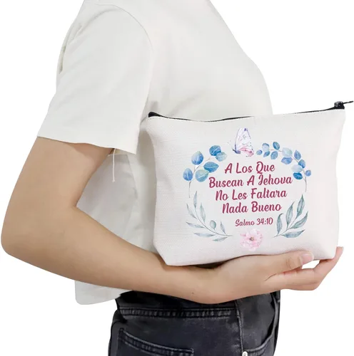 Miniatura 5 de POFULL JW Ministry Gift Salmo 34:10 Bolsa de Cosmética Española Pioneer, Varios colores, Salmo 34:10