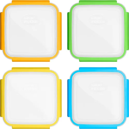 Miniatura 5 de Snap Fresh - Paquete de 4 recipientes para sándwich (15.2 fl oz) - Plástico reutilizable, sin BPA, tapas de cierre a presión y cierre y sello