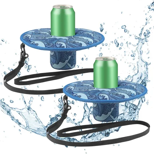 Soporte flotante para bebidas de neopreno para piscina, flotadores de tazas de piscina, para latas de bebidas, vasos/botellas, soporte flotante ola