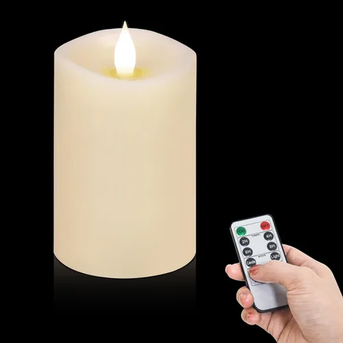 Miniatura 21 de Velas sin llama de 3 x 3 que funcionan con pilas con temporizador remoto, duran 600 horas, velas de batería parpadeantes, velas LED eléctricas