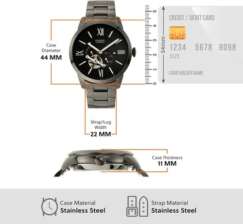 Miniatura 7 de Fossil - Reloj de pulsera automático y mecánico de estilo Townsman en acero inoxidable para hombre
