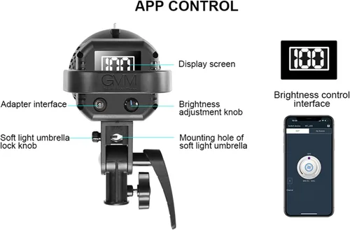 Miniatura 5 de GVM Great Video Maker Luz de video LED portátil de 80 W, luz blanca de 5600 K, luz de video equilibrada de luz diurna CRI 97+ iluminación continua