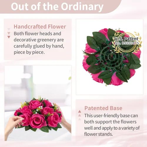 Miniatura 43 de NUPTIO Centros de mesa de flores para mesas de boda: arreglo de bolas de flores artificiales rosa y blanco para bodas, fiestas, 2 piezas de rosas