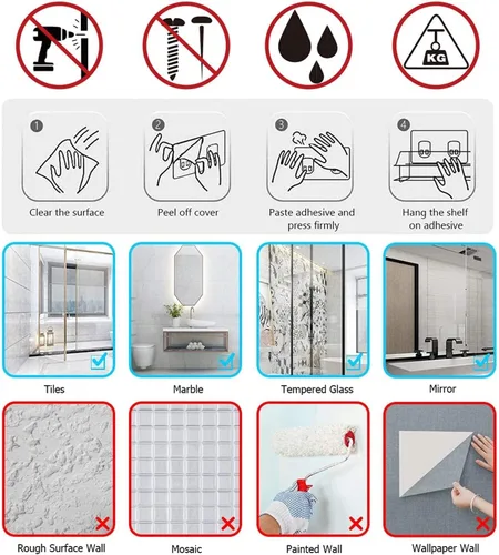 Miniatura 8 de KINCMAX Jabonera adhesiva de alta calidad para pared de ducha, jabonera de barra sin taladros para almacenamiento de baño, organizador de jabón
