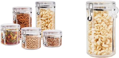 Miniatura 10 de Oggi - Juego de 4 recipientes transparentes con tapas de cierre y cucharas - Recipientes herméticos para almacenamiento de alimentos, ideales