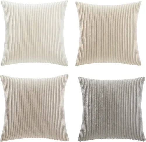 Miniatura 5 de Fancy Homi Juego de 4 fundas de almohada decorativas neutras de 18 x 18 pulgadas para sofá, cama, sofá, dormitorio, decoración moderna