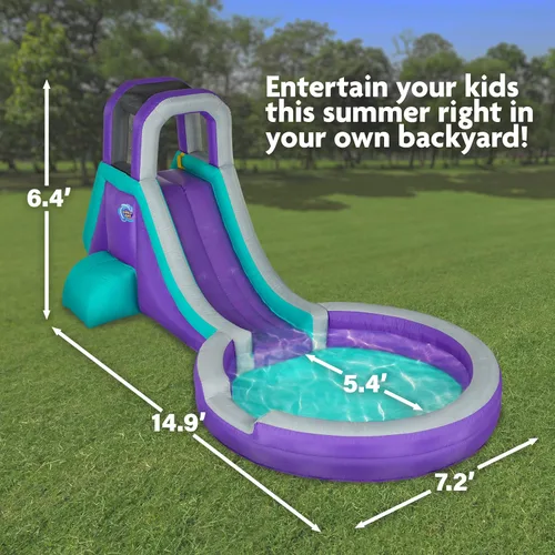 Miniatura 2 de Sunny & Fun Parque acuático inflable de un solo anillo – Resistente para la diversión al aire libre – Pared de escalada, tobogán y piscina profunda