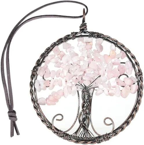 Miniatura 10 de Árbol de la vida con piedra de cristal curativo, adorno colgante para el hogar, oficina, automóvil, decoración colgante para Feng Shui, decoración