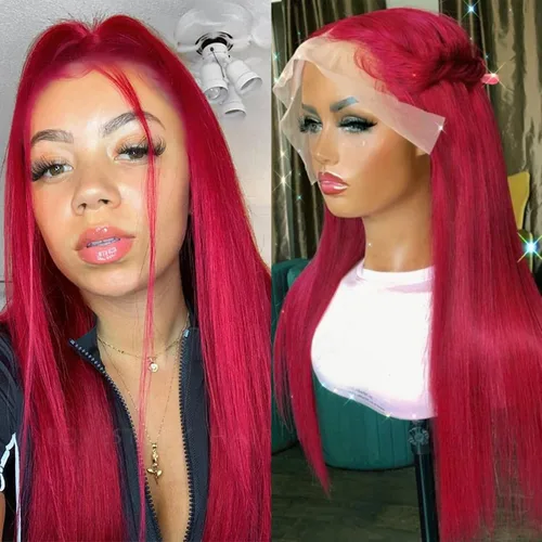 Miniatura 15 de Lovestory Peluca de encaje frontal larga y recta color blanco platino, predepilada, rubio platino, pelucas de encaje frontal sintético para mujeres