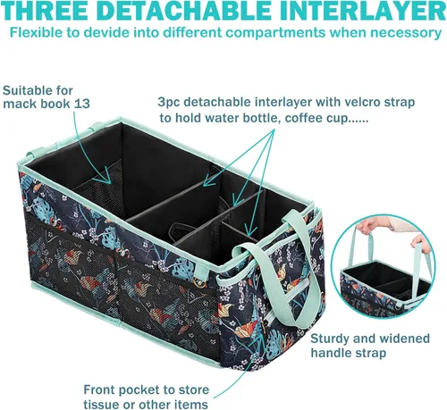 Miniatura 2 de HEYSKAY Organizador de asiento de automóvil, organizador de asiento de pasajero, organizador plegable de asiento de automóvil pequeño para consola