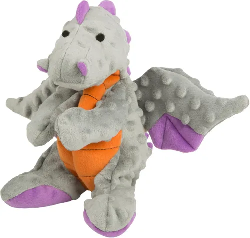 Miniatura 4 de goDog - Juguete de dragón de peluche chirriante para perro, tecnología Chew Guard, color azul claro, tamaño pequeño