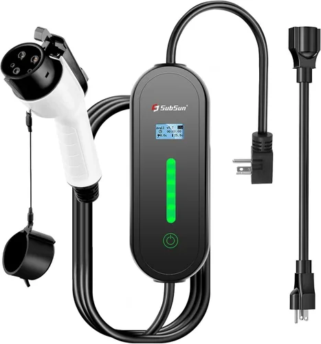 Cargador EV de nivel 1 y nivel 2 de 16 amperios 110-240 V, cable de 17 pies, cargador portátil para vehículos eléctricos con NEMA5-15P y enchufe