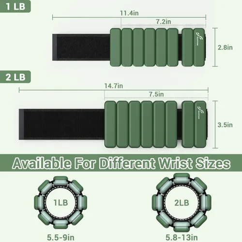 Miniatura 3 de Sportneer Pesas de muñeca y tobillo para mujeres y hombres, 1 par (1 libra/2 libras cada uno), pulsera con peso ajustable de silicona para yoga