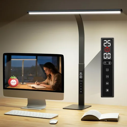 Miniatura 10 de Lámpara de escritorio LED ajustable para oficina en casa Centro de alimentación integrado con 2 salidas de CA ampliamente espaciadas, puertos