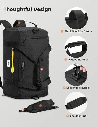 Miniatura 6 de SKYSPER Bolsa de gimnasio para hombres y mujeres Bolsa deportiva de 40 L con compartimento para zapatos, bolsillo húmedo para fitness